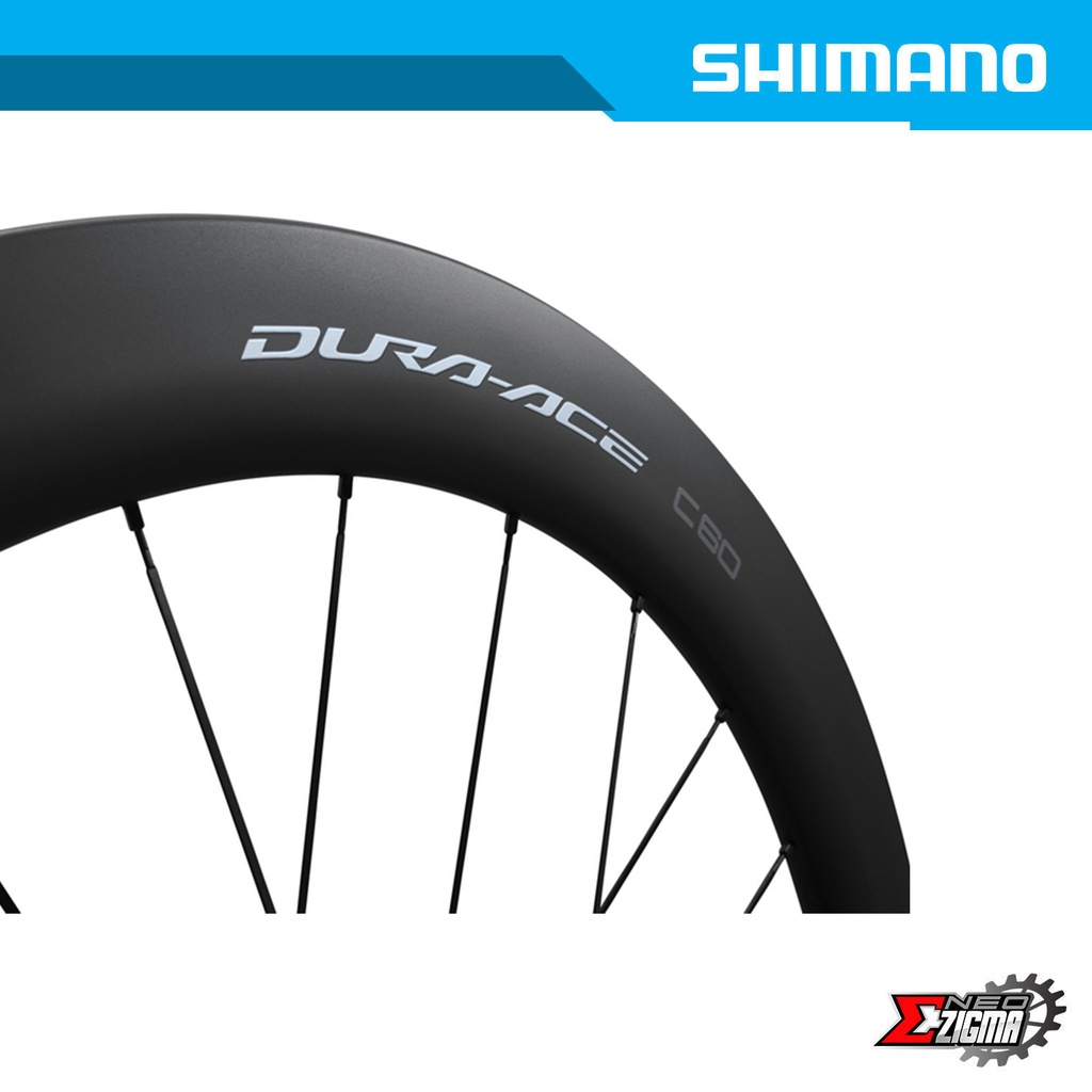 Wheel Set Road SHIMANO Dura-Ace WH-R9270-C60-HR-TL 12mm E-thru Tubeless Disc Brake Clincher Full Carbon For 12-Spd 100/142mm Ind. Pack EWHR9270C60LFEREDB