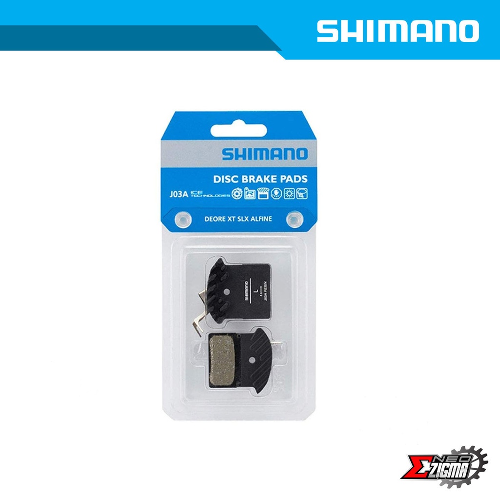 Disc Brake Pad MTB SHIMANO J03A Resin For m6100/7100/8100 w/ Fin Ind. Pack Y8Z298010