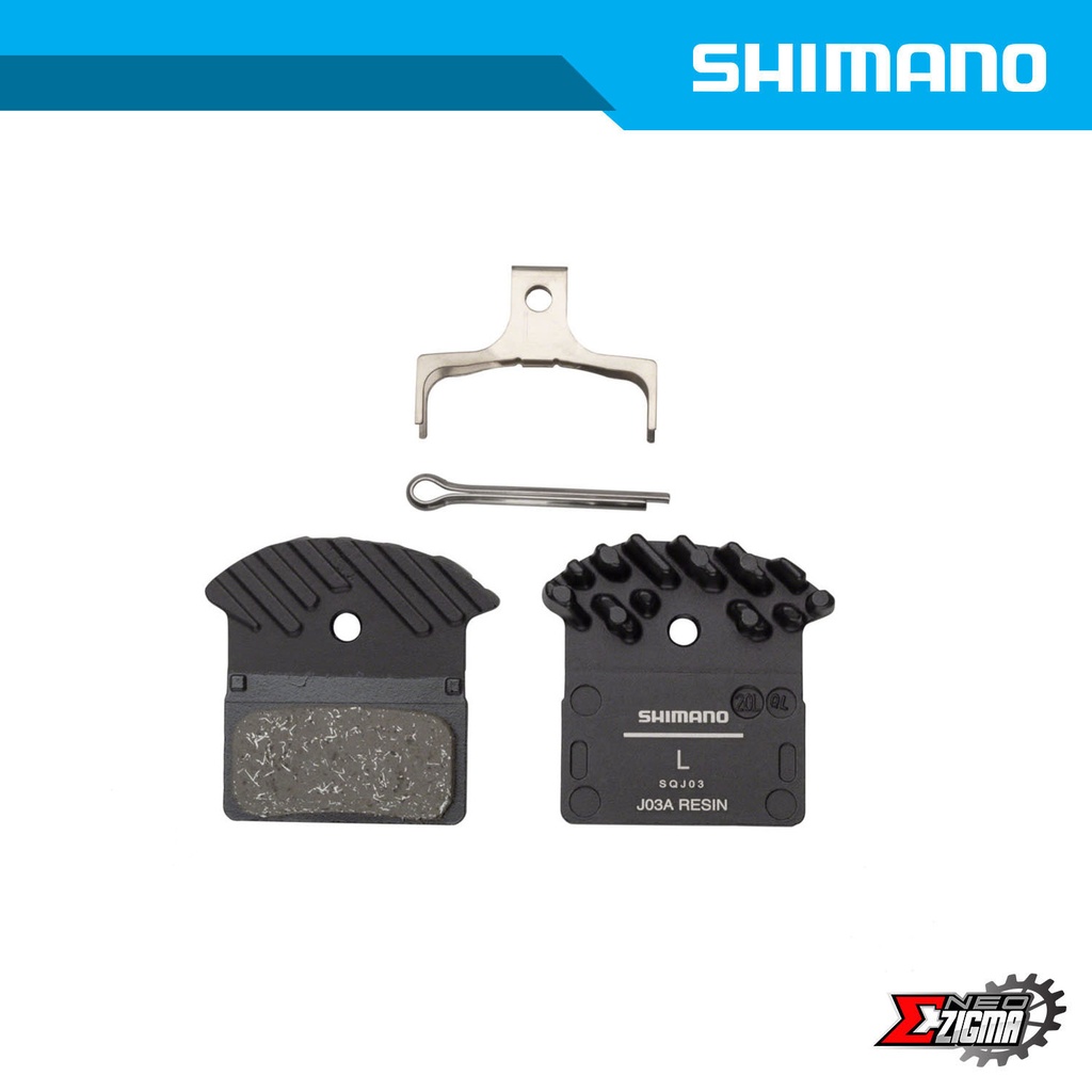 Disc Brake Pad MTB SHIMANO J03A Resin For M6100/7100/8100 w/ Fin Ind. Pack Y8Z298010