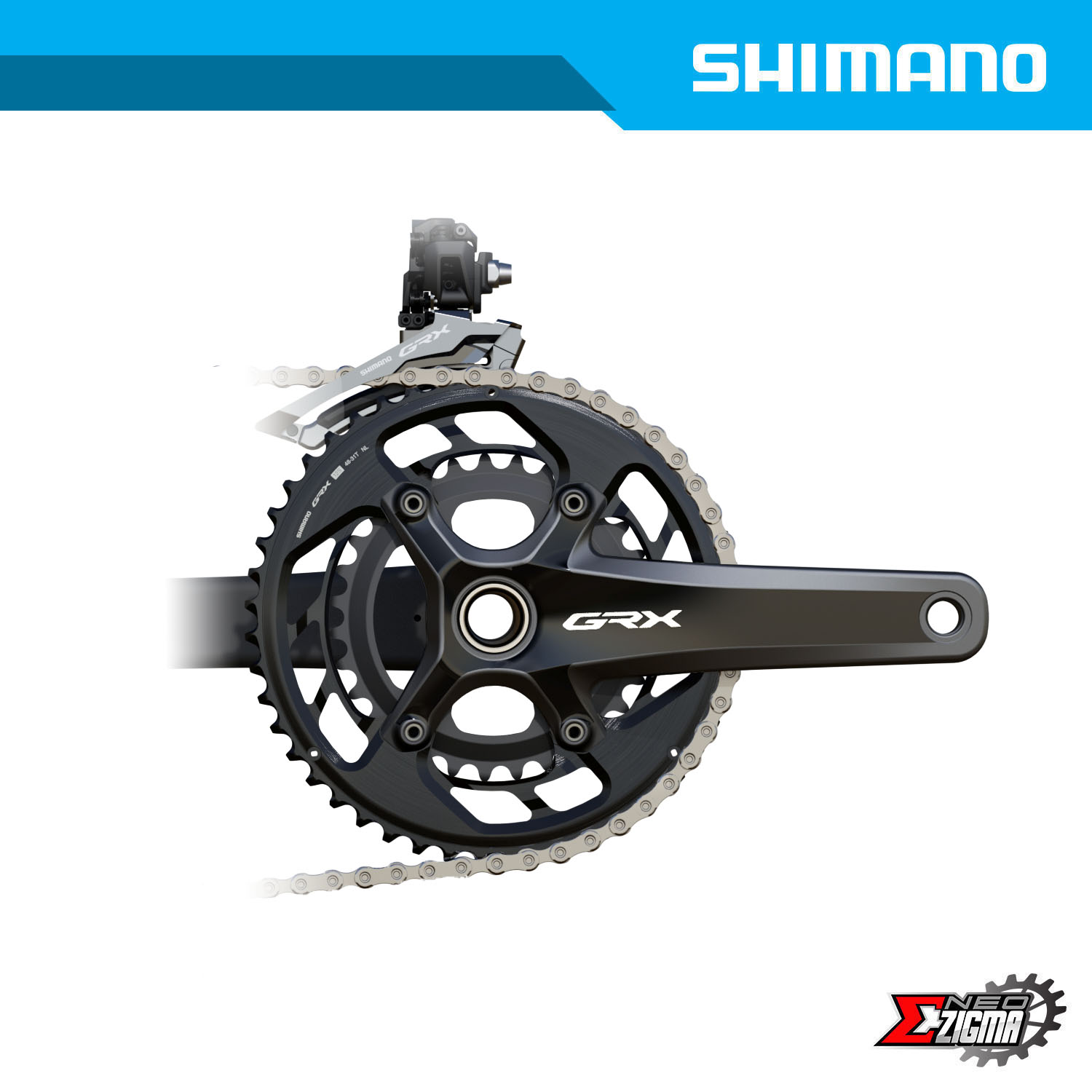 Chainwheel Gravel SHIMANO GRX FC-RX820-2 w/o B.B. Parts Ind
